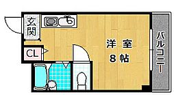 シャンテー牧野 ワンルームの間取図画像