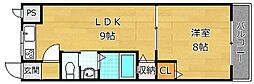 レオハイム長尾3 1LDKの間取図画像