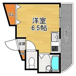 シャンテー招提 ワンルームの間取図画像