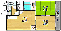 サンライズ・マゼミ 2LDKの間取図画像