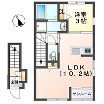 滋賀県東近江市中小路町（賃貸アパート1LDK・2階・36.08㎡） その2