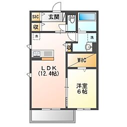 近江鉄道八日市線 新八日市駅 徒歩8分の賃貸アパート 1階1LDKの間取り