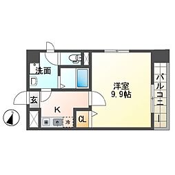 八日市桜館 1Kの間取図画像