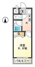 十一屋DOA 1Kの間取図画像