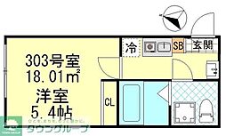 CK四ツ木 2階1Kの間取り