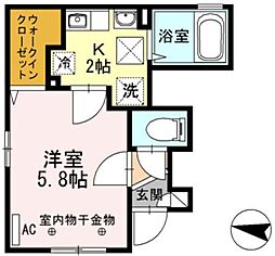 JR常磐線 北千住駅 徒歩13分の賃貸アパート 1階1Kの間取り