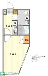 JR総武線 小岩駅 徒歩4分の賃貸マンション 3階1Kの間取り