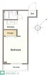 プラーズ関原 3階ワンルームの間取り