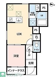つくばエクスプレス 八潮駅 徒歩36分の賃貸アパート 1階1LDKの間取り