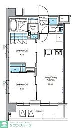 ルフォンプログレ押上EAST 2LDKの間取図画像