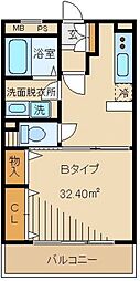 ジュエルコートC 1Kの間取図画像