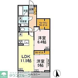 市川市大和田2丁目アパート 2LDKの間取図画像