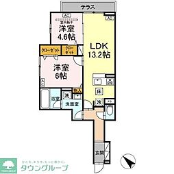 セレスティア新宿 2LDKの間取図画像