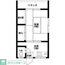 あやめ荘 1Kの間取図画像