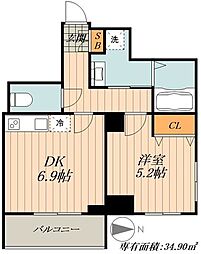 Manyju 1DKの間取図画像