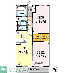 リバーパーク 2DKの間取図画像