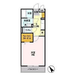 ブランエール 1Kの間取図画像