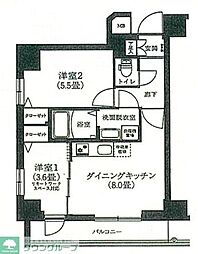 アイルプレミアム東京押上ノース 2DKの間取図画像