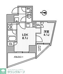 nido蔵前アベニュー 1LDKの間取図画像
