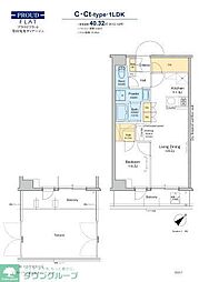 プラウドフラット墨田曳舟ディアージュ 1LDKの間取図画像