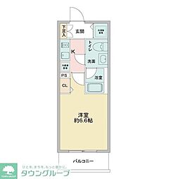 ラドゥセールお花茶屋2 1Kの間取図画像