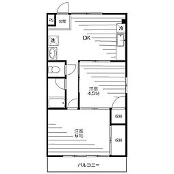 サザンクレスト 2DKの間取図画像