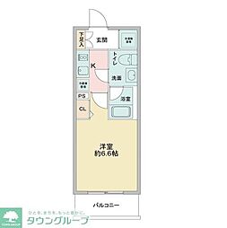 ラドゥセールお花茶屋2 1Kの間取図画像