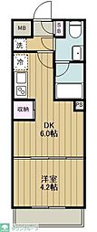 PrierSanno 1DKの間取図画像