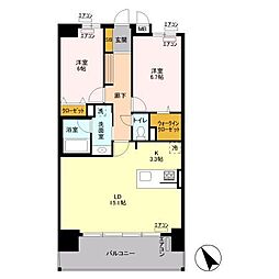ロイヤルパーリスリバーサイド 2LDKの間取図画像
