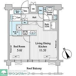 プレノ清澄庭園 1LDKの間取図画像