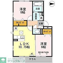 ベルウィルメゾン 2LDKの間取図画像