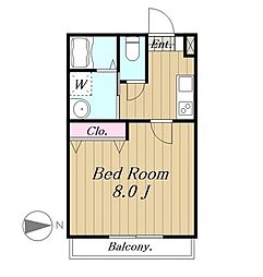 アステルコート 1Kの間取図画像