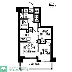 ユニハイム小岩 2LDKの間取図画像