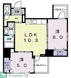 ザ・グラン キース 2LDKの間取図画像