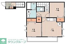 サンガーデン六町 2LDKの間取図画像