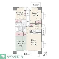 コースト・ヴィラ葛西臨海公園 3LDKの間取図画像