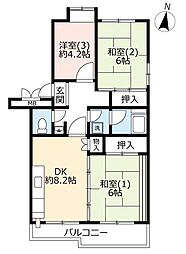 UR都市機構習志野海浜秋津団地2-5-4 3DKの間取図画像