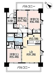 UR都市機構ウインズタウン稲毛海岸2棟 3LDKの間取図画像