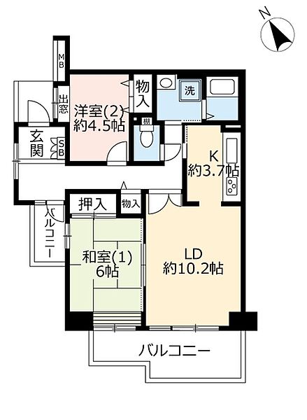 UR幕張ベイタウンミラリオ ｜千葉県千葉市美浜区打瀬2丁目(賃貸マンション2LDK・4階・66.07㎡)の写真 その2