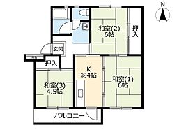 UR都市機構高津団地2-2 3Kの間取図画像