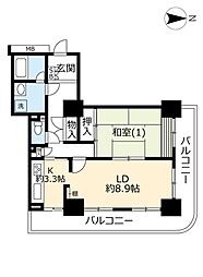 UR都市機構浦安マリナイースト21望海の街11号棟 1LDKの間取図画像