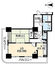 UR都市機構浦安マリナイースト21望海の街11号棟 1LDKの間取図画像