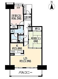 UR都市機構浦安マリナイースト21海園の街3号棟 2LDKの間取図画像