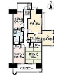 UR都市機構浦安マリナイースト21潮音の街7号棟 3LDKの間取図画像
