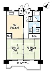 UR都市機構千葉ニュータウン小室ハイランドA-4 2DKの間取図画像