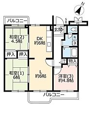 UR千葉ニュータウン高花団地1-6-6 3LDKの間取図画像