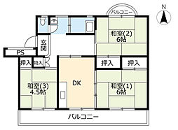 UR戸頭 5階3DKの間取り