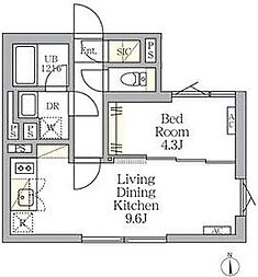 東京メトロ丸ノ内線 中野新橋駅 徒歩3分の賃貸マンション 1階1LDKの間取り