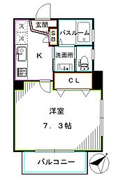 メゾンクレール 1Kの間取図画像