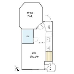 落合ミュージックハイム ワンルームの間取図画像